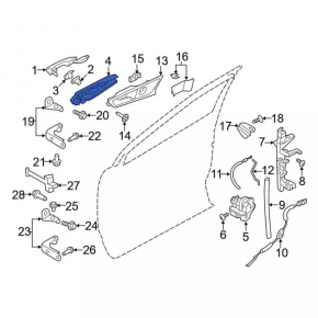 Ford Edge 15- Front Left Door Handle Mechanism