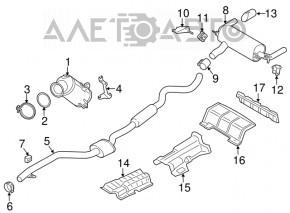 BMW 4 F32/33/36 17-20 B46 exhaust pipe with catalytic converter, mesh torn