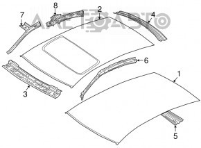 Roof metal VW Passat b8 16-19 USA without hatch, sawed off