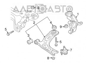 Lower front right control arm Audi A3 8V 15-20 silent blocks torn