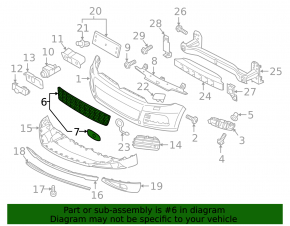 Front bumper grille central VW Touareg 11-14 for parking sensors with chrome moldings OEM