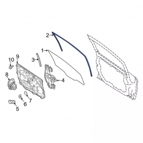 Front left glass seal Ford Fiesta 11-19