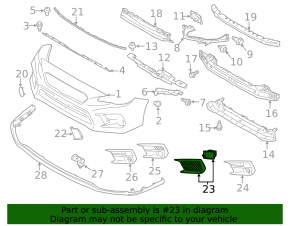 Right front bumper grille for Subaru WRX 20-21