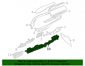 Right dashboard air duct deflector Nissan Murano 25-26 black gloss