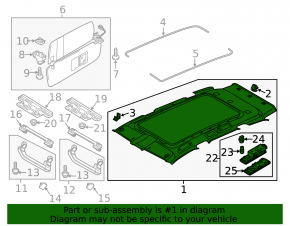 VW Touareg 11-17 roof lining for panoramic, beige, torn
