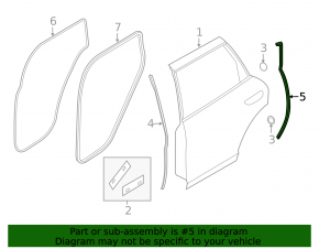 Door seal on sunset rear right Porsche Cayenne 958 11-17