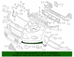 Front bumper lip left Ford Focus mk3 11-14 prerest