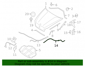 BMW X5 X6 E70 E71 07-13 hood release cable rear