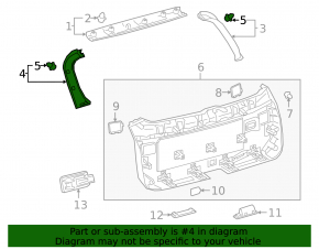 Trunk door trim left Lexus RX350L RX450hL 18-22 long black