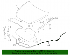 Infiniti Q50 14-20 hood release cable rear