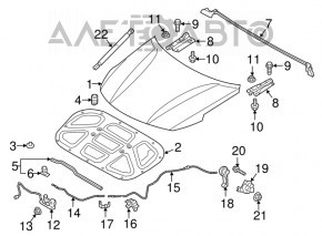 Hood hinge left Kia Optima 16-20