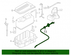 Positive terminal of battery VW Touareg 11-17 underhood