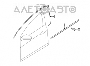 Upper door molding front left Kia Optima 11-15 black mat OEM
