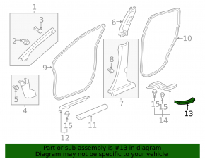 Door sill outer rear right Honda CRV 12-16 black