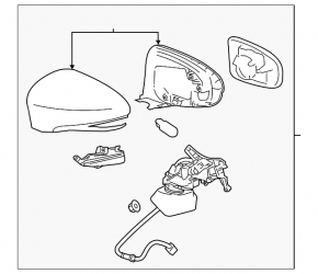 Right side mirror assembly for Lexus ES300h ES350 13-15 14 pins, BSM, backlight, turn signal, blue, sand, scratches