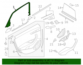 Audi A4 B9 17-25 black inner rear left door frame for curtain