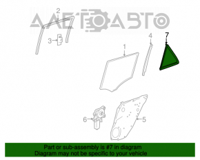 Mercedes W164 ML rear right triangle door glass