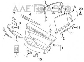 Rear right glass seal BMW 5 G30 17-23 inner