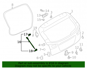 Shock absorber trunk door left Subaru XV Crosstrek 18-23