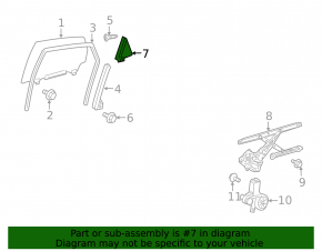 Door trim side rear right Toyota Prius V 12-17 rear triangle