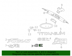 Emblem TITANIUM tailgate Ford Focus mk3 15-18 rest 5d