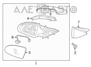 Right side mirror assembly Kia Optima 16-18 turn signal,