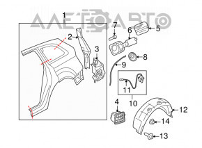 Quarter wing rear left Audi Q5 8R 09-17 on the body, black