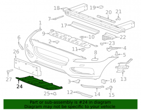Front bumper lower center trim for Jaguar F-Pace X761 17-20, R-Sport