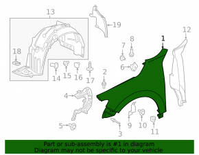Front left wing Honda Insight 19-22 OEM