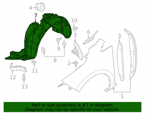 Front right mudguard Nissan Leaf 11-12