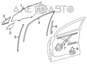Lexus RX350 RX450h 16-22" front left triangle door glass
