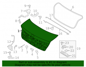 Kia Optima 16-20 trunk lid without spoiler