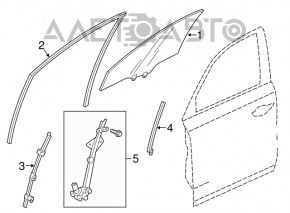 Front left door glass guide Acura TLX 15- front