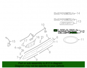 Subaru XV Crosstrek 18-23 Tailgate AWD Emblem