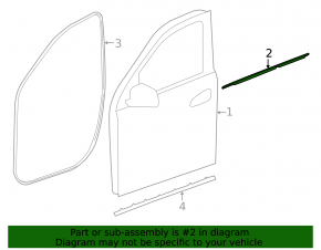 Molding door-glass central front left Mercedes GLS-class X166 13-19 chrome