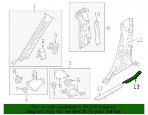 Rear right door sill trim for Mazda 6 14-21 type 1 black