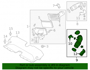 Air duct from filter left Infiniti Q50 14-15 3.7 with resonators
