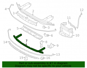 Front bumper reinforcement small BMW 7 G11 G12 16-19 without radar, M-Sport used