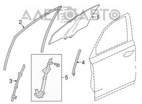 Glass seal front left Acura TLX 15-