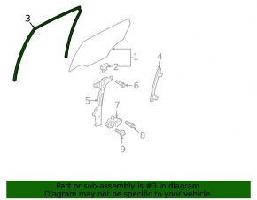 Rear right glass seal Hyundai Kona 18-23