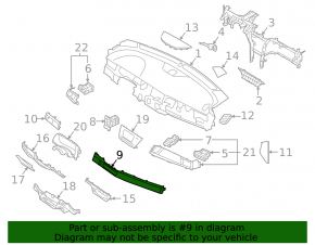 Right front panel trim for Kia Niro 17-19, gray, under the start-stop button