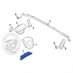 Driver's left knee airbag for a Ford Edge 15-24, gray