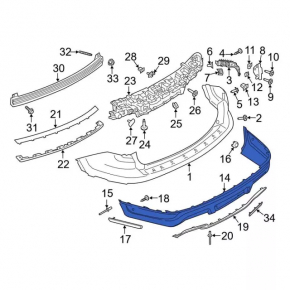 Rear bumper lower part Ford Explorer 18-19 rest for 6 parking sensors