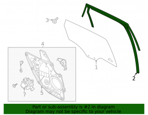 Upper rear left door molding Ford Escape MK4 20-24 chrome, with glass seal
