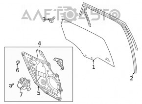 Upper rear left door molding Ford Escape MK4 20-24 chrome, with glass seal