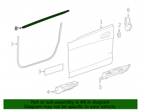 Molding door-glass center front left Mercedes CLA 14-19 chrome