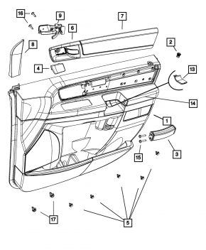 Door trim card front right Dodge Grand Caravan 11-20