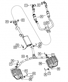 Muffler middle and rear part with barrel right Dodge Challenger 09-16 3.6