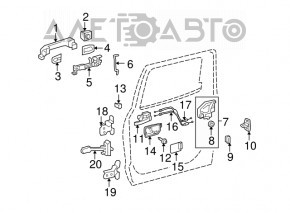 Lower rear left door hinge for Toyota Sequoia 2016
