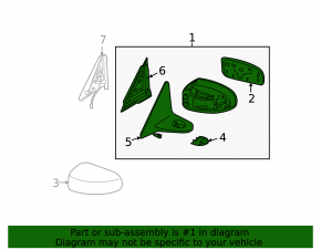 Left side mirror assembly for Infiniti G25 G37 4d 09-13